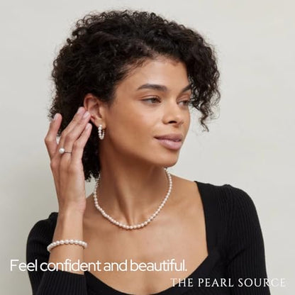 The Pearl Source 14K Gold 4-9mm AAA Quality Graduated Round White Freshwater Cultured Pearl Necklace for Women - color: Yellow Gold Clasp, size: 17" Princess Length