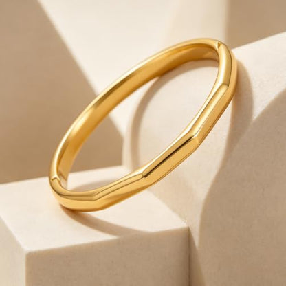 hotoo Gold Plated Bangle Bracelet for Women - style: Folded Surface