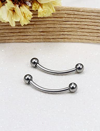 14G 16G Eyebrow Piercing Jewelry G23 Titanium Curved Barbell Eyebrow Ring Vertical Labret Lip Jewelry Rook Daith Earrings Piercing Jewelry for Women Men 6mm 8mm 10mm 12mm 14mm 16mm - color: 16G-12mm