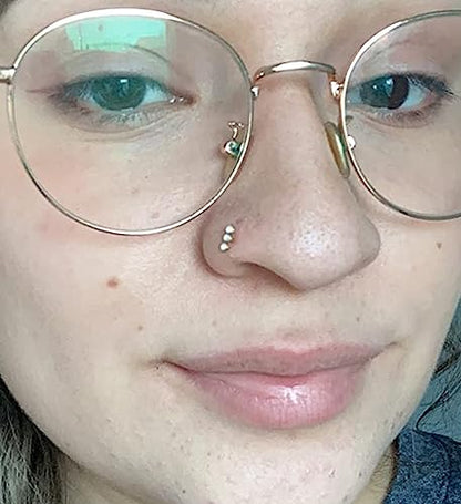 MODRSA 20g Nose Rings Hoops Nose Studs for Women Surgical Steel Hypoallergenic 20 Gauge Nostril Piercing Jewelry L Shape Crokscrew Silver Rose Gold Black Hoop Nostril Rings for Men - color: 12 - L Shape 20g - Gold