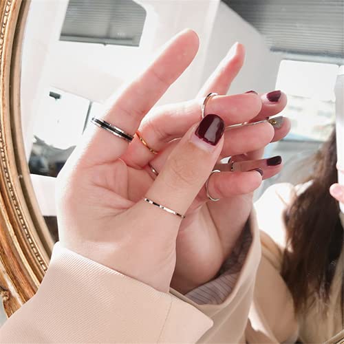 Women's Stainless Steel 1MM Thin Plain Midi Stacking Ring Band Comfort Fit, Size 3 to 10 - color: 1mm Flat - Black