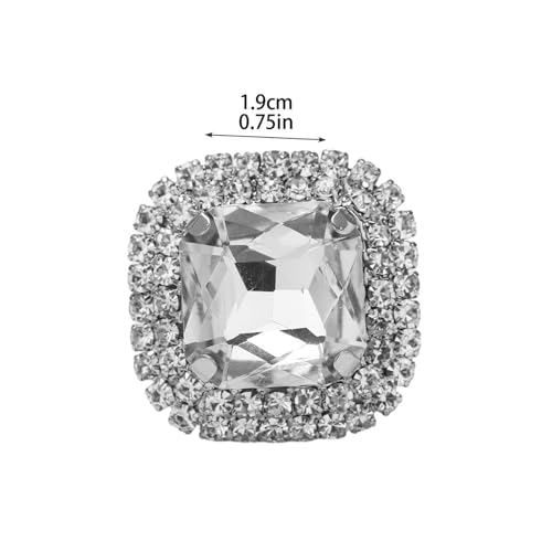 Sparkling Rhinestone Ring Bohemia Thick Large Oval Geometric Ring Square Princess Rings Fashion Heart Zircon Crystal Ring Prom Wedding Party Ball Rings for Women - color: Quadrate