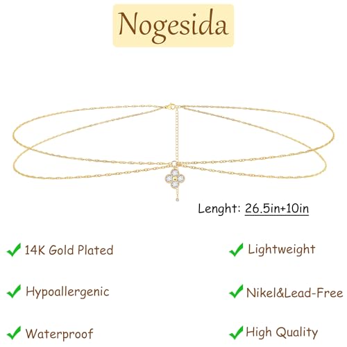 14K Gold Plated Waist Chain for Women, Layered Belly Belt Chains Beach Waist Beads Chain Waterproof Body Chain Summer Jewelry Accessories for Women - style: GD-2