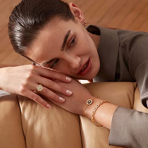 PERNNLA PEARL Dainty Gold Bar Bracelet for Women Simple Delicate Thin Cuff Bangle Hook Bracelet 18K Gold Plated Handmade Minimalist Jewelry - color: 11.Smiley Face