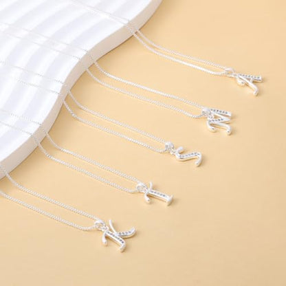 Initial Necklace for Women, 14K Gold Silver Plated Box Chain Letter Pendant, Trendy Name Necklace, Dainty Personalized Charm Jewelry Gift for Her - color: Silver, style: B