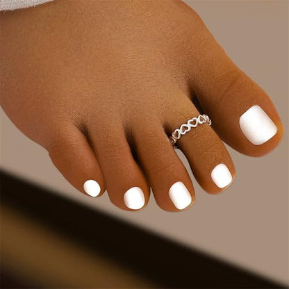 LOVECOM 925 Sterling Silver Lotus Flower Toe Rings for Women | 14K Gold Plated Adjustable Open Heart Toe Ring Flower Toe Ring Summer Beach Foot Birthday Jewelry Gifts for Mom Daughter - color: Style 2-Silver