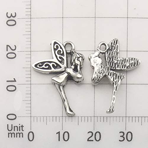 iloveDIYbeads 100g (66pcs) Craft Supplies Antique Silver Wings Angel Fairy Charms Pendants for Crafting, Jewelry Findings Making Accessory for DIY Necklace Bracelet (M151) - color: Angel charms