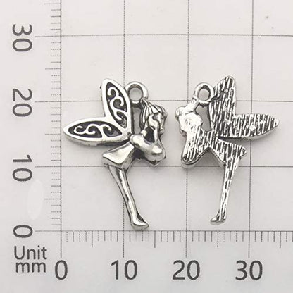 iloveDIYbeads 100g (66pcs) Craft Supplies Antique Silver Wings Angel Fairy Charms Pendants for Crafting, Jewelry Findings Making Accessory for DIY Necklace Bracelet (M151) - color: Angel charms