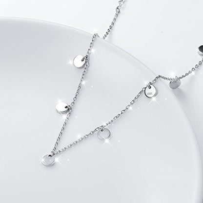 Anklet for Women S925 Sterling Silver Beach Foot Adjustable Ankle Bracelet - style: Wafer 9+1 inches