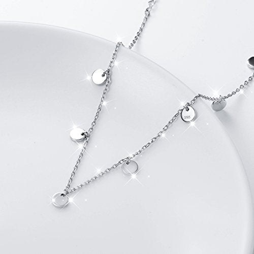 Anklet for Women S925 Sterling Silver Beach Foot Adjustable Ankle Bracelet - style: Wafer: 10+1 Inches