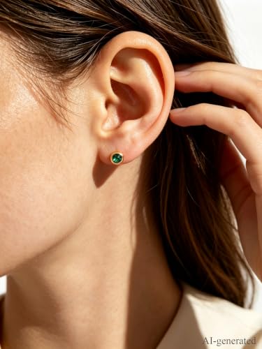 0.6-4 Carat 5A Cubic Zirconia/Simulated Emerald Sparkle Stud Earrings for Women, Hypoallergenic 925 Sterling Silver Posts, Anniversary Birthday Valentines Mothers Day Jewelry Gift - color: Simulated Emerald - Yellow Gold, size: 1.00 Carat (0.50ct * 2)