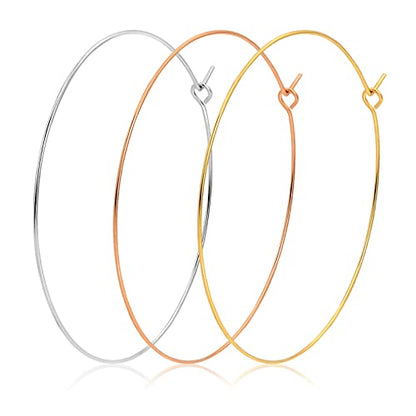 3 Pairs Thin Extra Large Hoop Earrings Set，Fashion Huge Gold Hoops 18k Gold Plated Lightweight Stainless Steel Hoops Big Geometric Round Gold Hoop Earrings Set Minimalist Jewelry for Women - size: 50MM