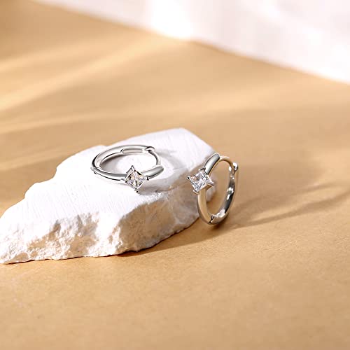 Me&Hz Gold Huggie Earrings Small Huggie Hoop Earrings for Women 14K Gold Plated Hypoallergenic Cubic Zirconia Huggies Mini Silver Hoop Earring for Women - color: Diamond,Silver