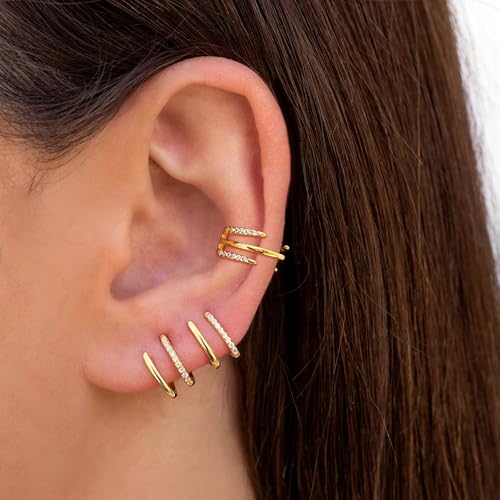 Ear Cuffs Non Piercing Ear Cuff Earrings for Women Gifts Trendy Stuff Clip on Cartilage Earrings Stacks Fake Earrings Jewelry Gifts - color: E:3pcs Heart gold cuff earrings