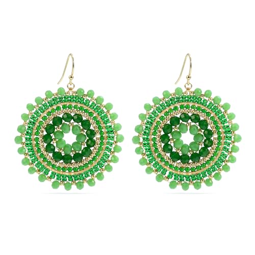 Colorful Summer Beaded Earrings For Women Crystals Glass Bead Dangle Drop Bohemia Earrings Statement Earrings For Women - color: Green