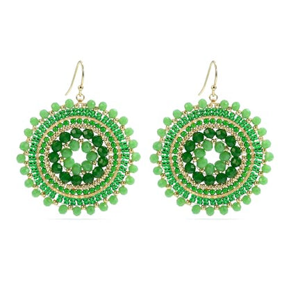 Colorful Summer Beaded Earrings For Women Crystals Glass Bead Dangle Drop Bohemia Earrings Statement Earrings For Women - color: Green