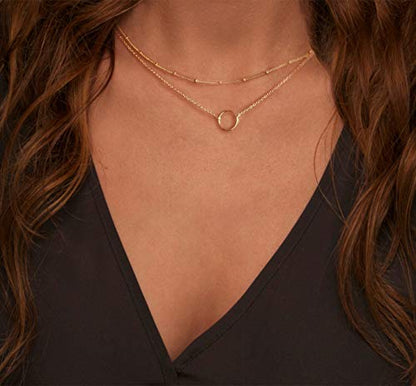Layered Heart Necklace Pendant Handmade 18k Gold Plated Dainty Gold Choker Arrow Bar Layering Long Necklace for Everyday Office Events & Casual Styling