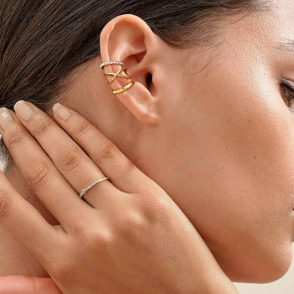 OOOPEL 3 Pairs 14K Gold Plated Ear Cuffs Non Piercing Lightweight Stackable Chunky Earring Cuff for Women Adjustable Non-Fading Fake Earrings Suitable for Christmas Gift - style: Thin
