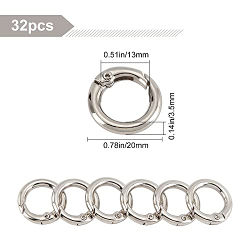SUNNYCLUE 32Pcs Spring O Rings Silver Round Carabiner Clip Split Zinc Alloy Snap Hooks Metal Clamp Clasp Keyrings Buckle Trigger for Bag Purse Handbag Strap Craft DIY Accessory, 20MM, 3.5mm Thick - color: 1 Box 32pcs Alloy O Rings 20mm