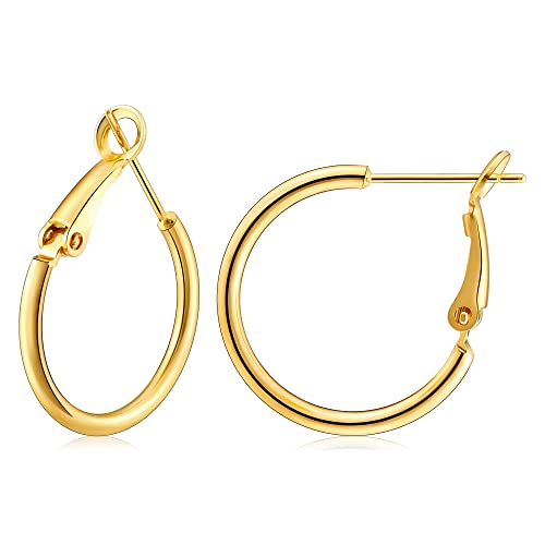 Gacimy Gold Hoop Earrings for Women 14K Gold Plated, 925 Sterling Silver Post Hypoallergenic Earrings Hoops for Women - color: Gold, size: 20mm