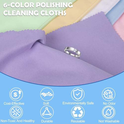 6 PCS Jewelry Polishing Cloths, Large 10x12 Inch(Light) | Pure Cotton, Two‑Step Polish, Reusable, Polishing Cloths for Cleaning Gold, Silver, Platinum, Diamond, Stainless Steel - color: Light