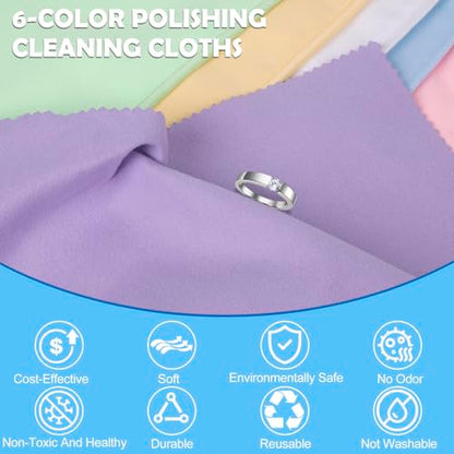 6 PCS Jewelry Polishing Cloths, Large 10x12 Inch(Light) | Pure Cotton, Two‑Step Polish, Reusable, Polishing Cloths for Cleaning Gold, Silver, Platinum, Diamond, Stainless Steel - color: Light