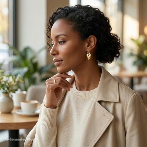 14K Gold Plated Heart Drop Earrings - 2-in-1 Detachable Huggie Hoops with CZ - Hypoallergenic Dangle Jewelry Gift for Women