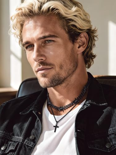 Bandmax Stainless Steel Barbed Wire Cuban Chain Necklace for Men & Women | Edgy Fierce Design, Waterproof & Tarnish Resistant, Silver/Black Tone, 5/7/9/12MM, 16-22 Inches, Street Punk Style Jewelry - color: A5 9MM+Layering Cross-Black, size: 20 Inch (51cm