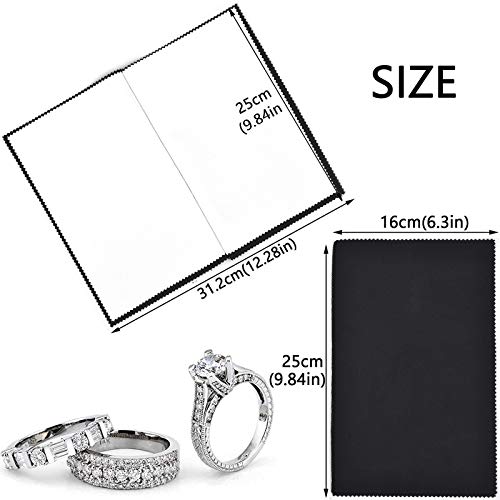 SEVENWELL Silver Polishing Cloth, 2PCS Large Jewelry Cleaning Cloths | Dual-Layer Cleaning, Large 10" × 12", Reusable, Removes Tarnish, Restores Shine, For Sterling Silver, Gold & Platinum - color: Black