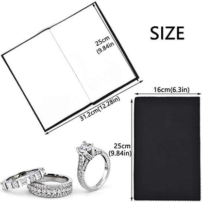 SEVENWELL Silver Polishing Cloth, 2PCS Large Jewelry Cleaning Cloths | Dual-Layer Cleaning, Large 10" × 12", Reusable, Removes Tarnish, Restores Shine, For Sterling Silver, Gold & Platinum - color: Black
