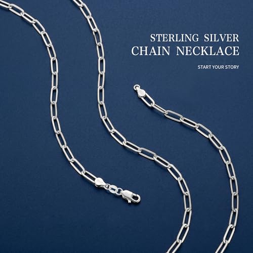 S925 Sterling Silver Necklace for Women, 5mm Sterling Silver Paperclip Chain Necklace Thick Sturdy Colourfast Necklaces Jewelry for Women 16/18/20/22 Inch - color: Silver