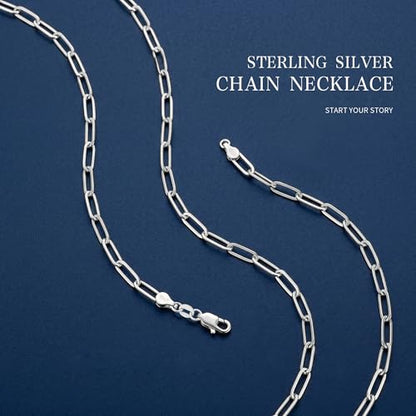 S925 Sterling Silver Necklace for Women, 5mm Sterling Silver Paperclip Chain Necklace Thick Sturdy Colourfast Necklaces Jewelry for Women 16/18/20/22 Inch - color: Silver