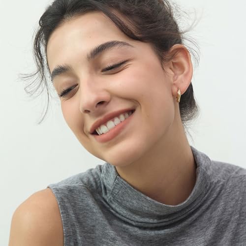 Dainty Gold Huggie Hoop Earrings for Women - 18K Gold Plated Cubic Zirconia Lightweight Mini Double Hoops Earrings for Everyday Wear - style: Small Hoops Earrings Gold