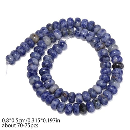 Songxi 5x8mm Natural Blue Sodalite Stone Rondelle Beads, 75PCS Spacer Round Loose Abacus Beads for Jewelry Making, Gemstone for Bracelet Necklace Earrings, Arts and Crafts - color: Blue Sodalite