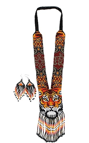 Long Beaded Necklace – Boho Native Handmade Seed Bead Tassel Necklace, Bohemian Large Statement Beaded Necklace for Women and s - color: Pattern 7