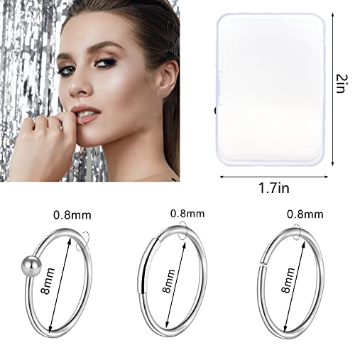 27-60 Pcs Nose Rings for Women Nose Piercing Jewelry Silver Nose Rings Studs 20G Surgical Nose Rings Hoops Nose Rings L Shaped Studs Screw Stainless Steel Nose Piercings for Women Men - color: Silver C-47 Pcs