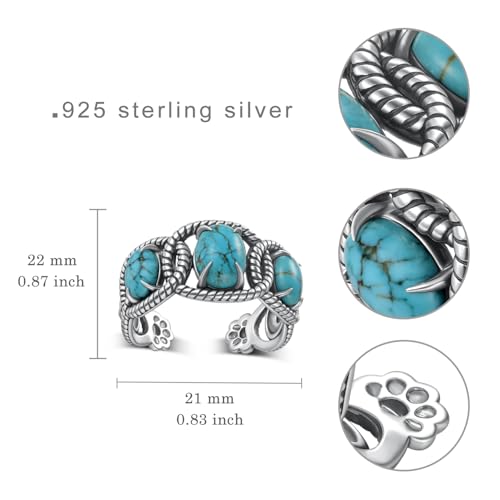 Genuine Turquoise Rings for Women 925 Sterling Silver Daisy Western Rings Vintage Nature Gemstone Real Turquoise Jewelry for Women