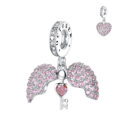 Annmors Birthstone Charms for Bracelet 925 Sterling Silver Charms fit Bracelet Necklace Dangle with 5A Cubic Zirconia Christmas Valentine Mother's Day Gift for Women - color: 10-October-Opal