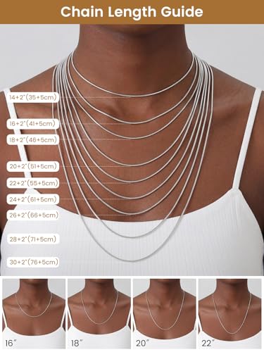 KeyStyle Round Snake Chain Necklace for Women, Hypoallergenic Jewelry Gift | 14K Gold Plated/Rose Gold/Silver/Black Stainless Steel Chain, 1/1.2/1.5/2mm, 14/16/18/20/22/24/26/28/30"+ 2" Extension - color: 1.2mm Sliver, size: 22 Inch