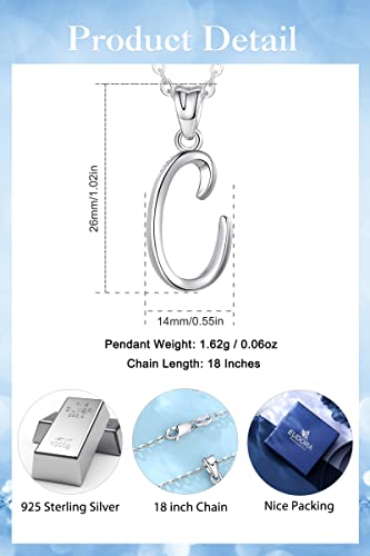 EUDORA Sterling Silver Initial Necklaces for Women, Classic 26 Letter Neckless Gifts for Girls, Sister, Mother Daughter, 18 inch Chain - style: C