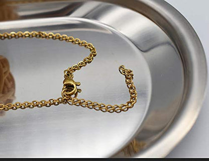 Women's Old English Initial Necklace 18K Gold Plated Stainless Steel Letter Pendant Gift - style: D