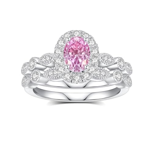 Moissanite Wedding Ring Set for Women D Color VVS1 Moissanite Engagement Rings 925 Sterling Silver Palladium and Rhodium Plated Promise Ring with Certificate - color: 1.55CTTW(1CT Center)