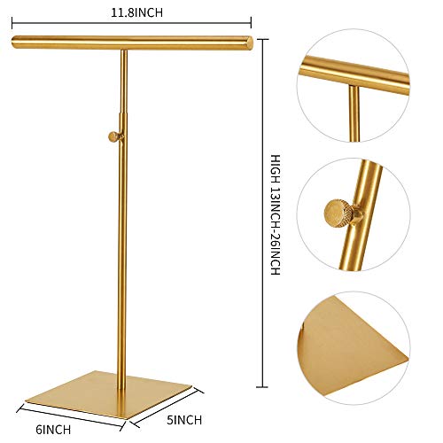Stainless Necklace Display and Jewelry Stands, 2 Pack Adjustable Height Purse Display Stand, Non-Slip Jewelry Holder Organizer T-bar Tower Necklaces Rack for Vendors Retail Store Counter Home Closet