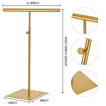 Stainless Necklace Display and Jewelry Stands, 2 Pack Adjustable Height Purse Display Stand, Non-Slip Jewelry Holder Organizer T-bar Tower Necklaces Rack for Vendors Retail Store Counter Home Closet