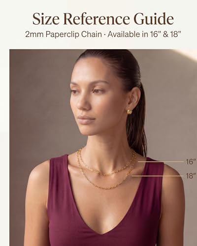 14K Gold Filled Paperclip Chain Necklace for Women – Hypoallergenic Tarnish Resistant Layering Necklace – 16 to 22 Inch - color: Paperclip 18" - 2mm