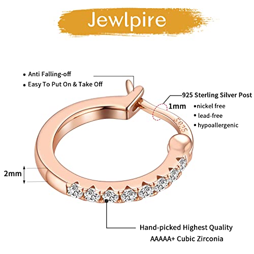 14K Gold Plated Hoop Earrings for Women with 925 Sterling Silver Post, Lightweight Small Hoop Earrings 15mm/20mm Huggie Hoop Earrings - color: 2 Pcs - 14K Rose Gold Plated, size: 15MM