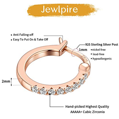 14K Gold Plated Hoop Earrings for Women with 925 Sterling Silver Post, Lightweight Small Hoop Earrings 15mm/20mm Huggie Hoop Earrings - color: 2 Pcs - 14K Rose Gold Plated, size: 15MM