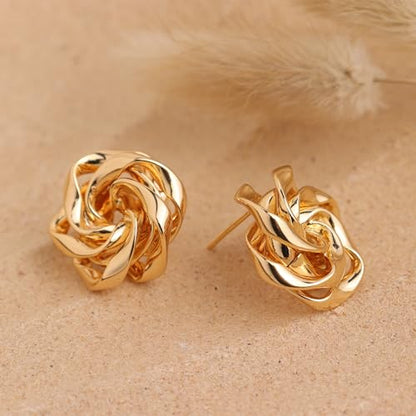 Jean Beau Chunky Gold Stud Earrings for Women Trendy Gold Plated Dangle Drop Prom Birthday Fashion Office Jewelry Gift - color: Rose