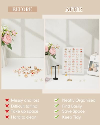4 Pcs Velvet Ring Display 50 Slots L-Shaped Ring Display Stand Tray Holder for Selling Earring Jewelry - color: White