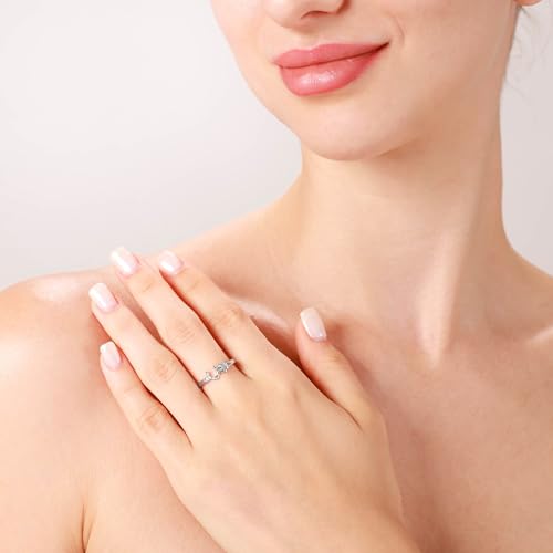Silvershake Petite White Gold Plated 925 Sterling Silver Minimalist Chic Horseshoe and Four-Leaf Clover Lucky Casual Stackable Ring Jewelry for Women